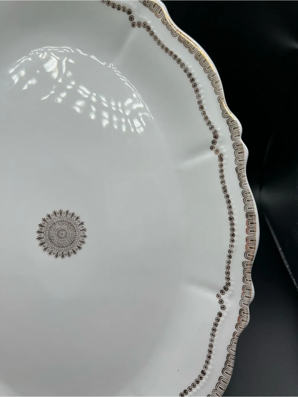 VTG O &E.G Royal Austria Porcelain White & Gold 13” Oval Serving Platter Ornate